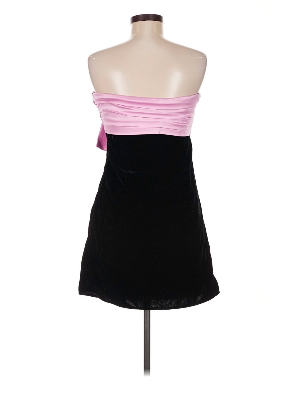 NWT Altar'd State Black Strapless Mini Dress Pink Satin Bow colorblock medium m - Picture 2 of 2